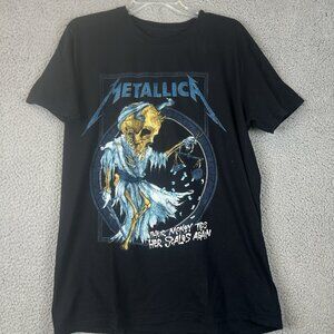 Metallica Their Money Tips Her Scales Again T-Shirt Black Men's Large